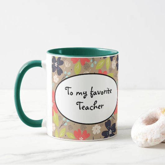 Handgetekende Kerstmis met de rode witte marine va Mok (Met donut)