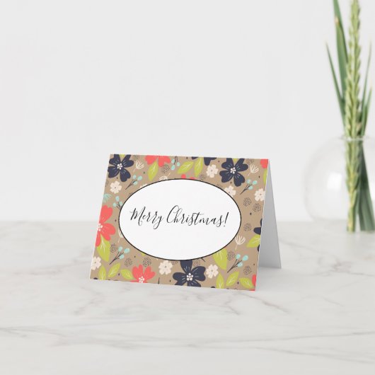 Handgetekende Kerstmis met de rode witte marine va Notitiekaartje (Voorkant)