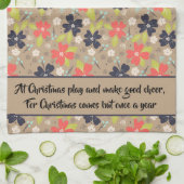 Handgetekende Kerstmis met de rode witte marine va Theedoek (Gevouwen)