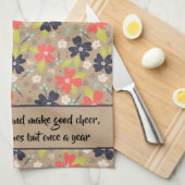 Handgetekende Kerstmis met de rode witte marine va Theedoek (Quarter Fold)