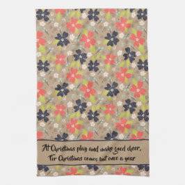 Handgetekende Kerstmis met de rode witte marine va Theedoek