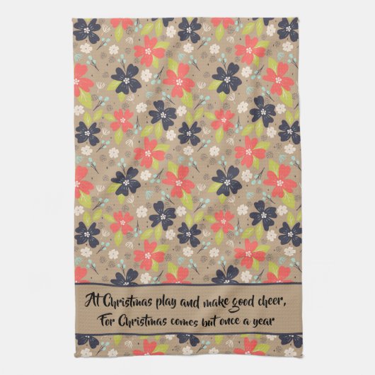 Handgetekende Kerstmis met de rode witte marine va Theedoek (Verticaal)