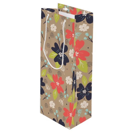 Handgetekende Kerstmis met de rode witte marine va Wijn Cadeautas (Voorkant Gekanteld)