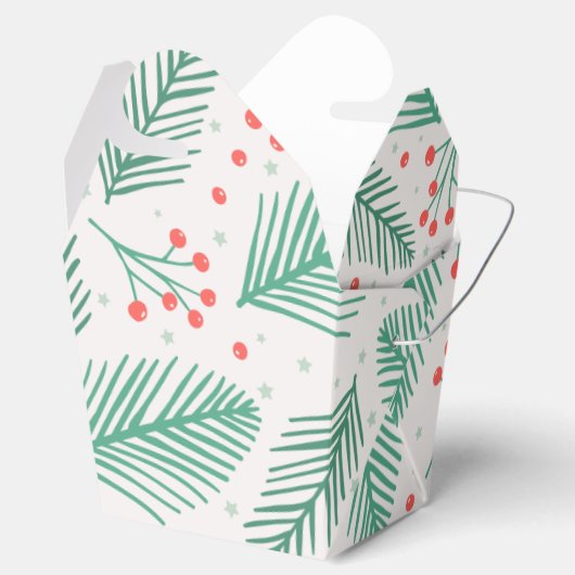 Handgetekende kerstpine Branches Green Red White Bedankdoosjes (Geopend)
