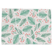 Handgetekende kerstpine Branches Green Red White Groot Cadeauzakje (Achterkant)
