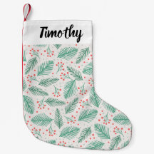 Handgetekende kerstpine Branches Green Red White