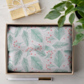 Handgetekende kerstpine Branches Green Red White Tissuepapier (Geschenk)
