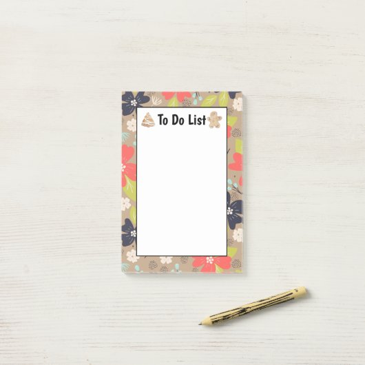 Handgetekende kerstpunctie rood om lijst te doen post-it® notes (Op bureau)