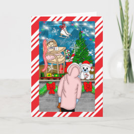 Handgetekende kerstvensterfeestdag Kaart