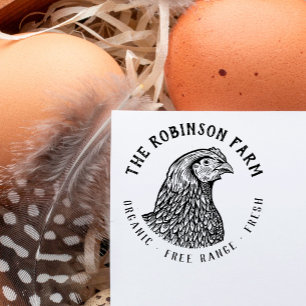  handgetekende kippen familie biologisch ei Boerde Rubberstempel