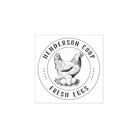  handgetekende kippenillustratie Fresh Egg Rubberstempel (Afrduk)