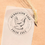 handgetekende kippenillustratie Fresh Egg Rubberstempel<br><div class="desc">Creëer uw eigen eierstempels voor uw hoeve of familie boerderij met deze schattige houten kunststempels! Deze rubberen stempels zijn voorzien van een handgetekende kippenillustratie. Uw familienaam "coop" lijkt gebogen over de bovenkant, en "verse eieren" verschijnt onderaan in een klassiek serif lettertype. Als je hulp nodig hebt, druk dan gewoon op...</div>