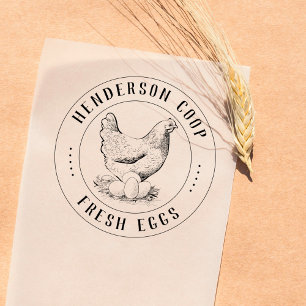  handgetekende kippenillustratie Fresh Egg Rubberstempel