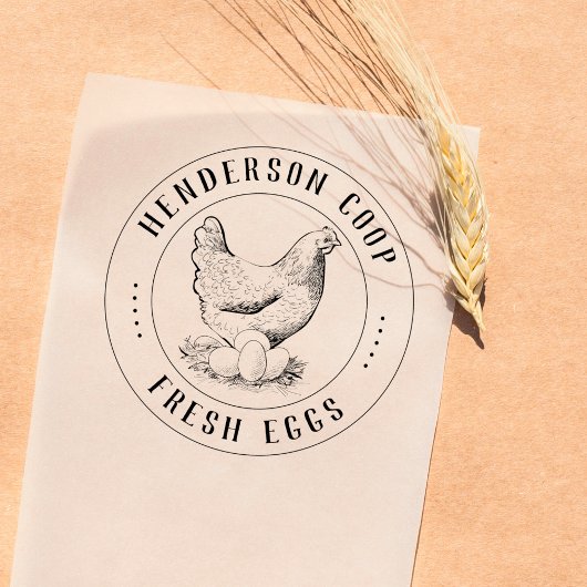  handgetekende kippenillustratie Fresh Egg Rubberstempel