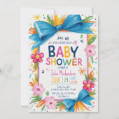 Handgetekende kleurrijke bloemenboog border Baby s Kaart (Voorkant)