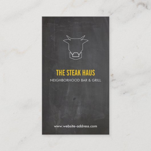 HANDGETEKENDE KOE LOGO voor restaurants, chef-koks Visitekaartje (Voorkant)