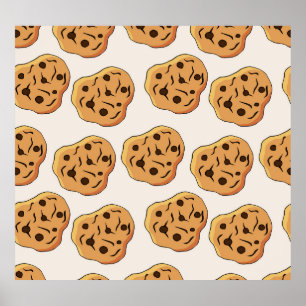Handgetekende koekjes Cartoon Patroon Poster