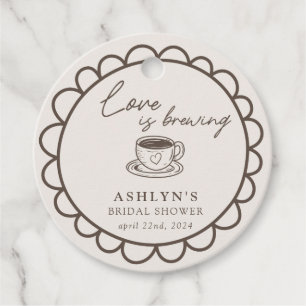 Handgetekende koffie thema bruiloftsshower favor t bedankjes labels