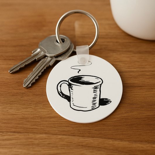 Handgetekende koffiemok schets minimalistisch sleutelhanger