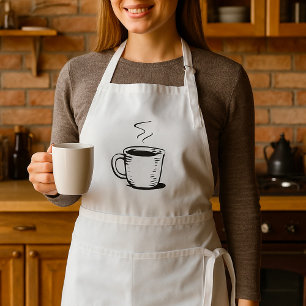 Handgetekende koffiemok schets minimalistisch standaard schort