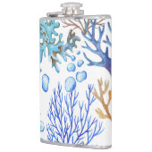 Handgetekende koralen: onderwater zee. heupfles (Links)