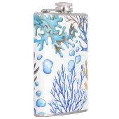 Handgetekende koralen: onderwater zee. heupfles (Rechts)