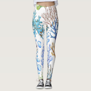 Handgetekende koralen: onderwater zee. leggings