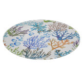 Handgetekende koralen: onderwater zee. snijplank (Hoek)