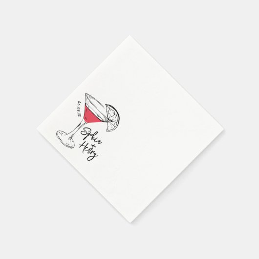 Handgetekende kosmopolitische cocktail servet (Hoek)