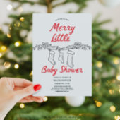 Handgetekende kousen Merry Little Baby shower Kaart