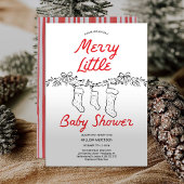 Handgetekende kousen Merry Little Baby shower Kaart