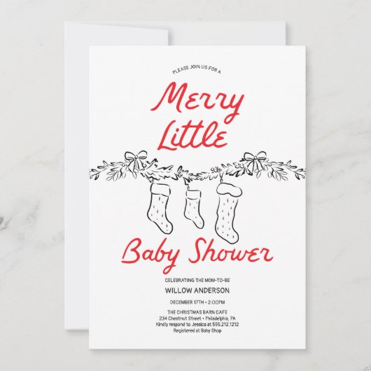 Handgetekende kousen Merry Little Baby shower Kaart (Voorkant)