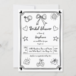 Handgetekende krabbel grillig vrijgezellenfeest kaart