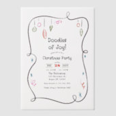 Handgetekende krabbel speels doodle kerstfeest vellum uitnodigingen (Voorkant)