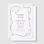 Handgetekende krabbel speels doodle kerstfeest vellum uitnodigingen (Offset)