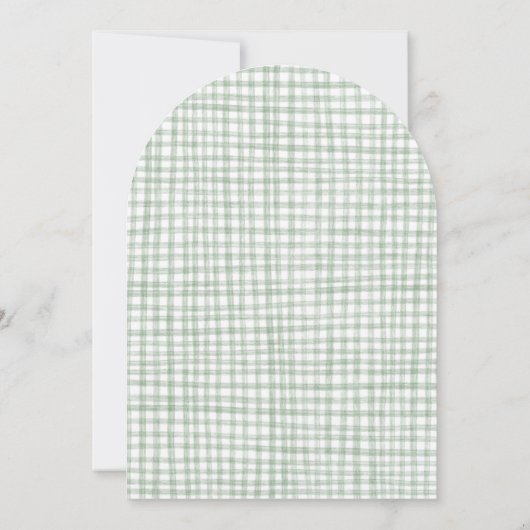 Handgetekende krans kerstfeest ARCH Gingham Kaart (Achterkant)