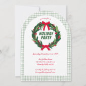 Handgetekende krans kerstfeest ARCH Gingham Kaart (Voorkant)