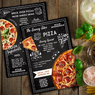 Handgetekende krijtbord Pizza Restaurant Menu