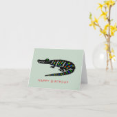 Handgetekende KROKODIL - Natuur -Wildlife - Kaart (Gele Bloem)