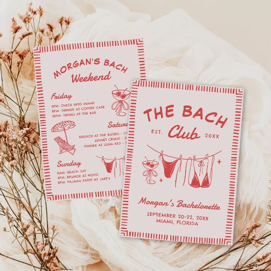 Handgetekende kust bachelorette weekend agenda kaart