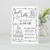 Handgetekende laarzen en bubbelig Vrijgezellenfees Kaart (Staand voorkant)