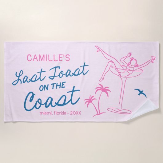 Handgetekende Laatste Toast Bachelorette Weekend Strandlaken (Voorkant)