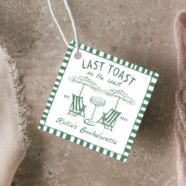 Handgetekende Laatste toast kust Groene Bacheloret Bedankjes Labels