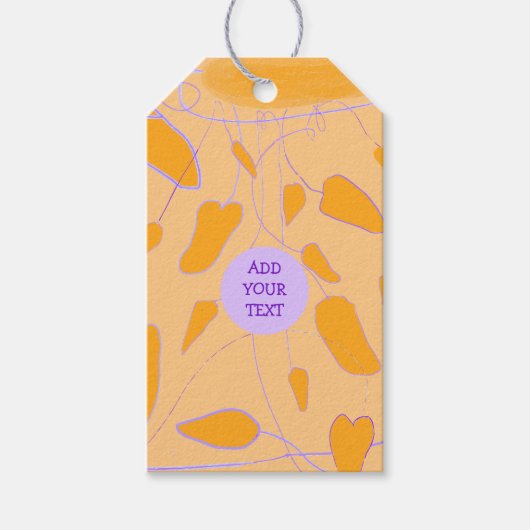 Handgetekende labels met oranje bladzijden cadeaulabel (Voorkant)