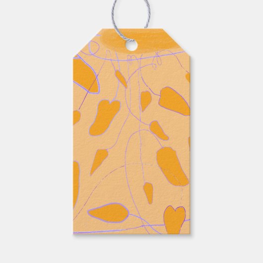 Handgetekende labels met oranje bladzijden cadeaulabel (Voorkant)