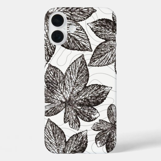 Handgetekende Leaf Line Art iPhone-hoes Case-Mate iPhone Case (Achterkant)