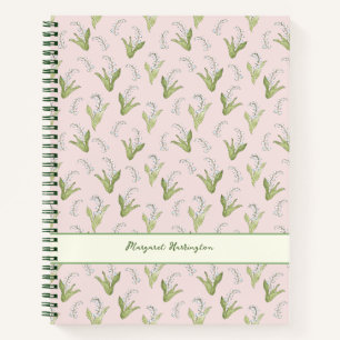 Handgetekende lelie van de vallei Elegant Blush Pi Notitieboek