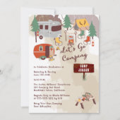 Handgetekende Lets Go Camping Graduparty Kaart (Voorkant)