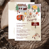 Handgetekende Lets Go Camping Graduparty Kaart