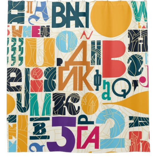 Handgetekende letters:  naadloos ontwerp. douchegordijn (Voorkant)